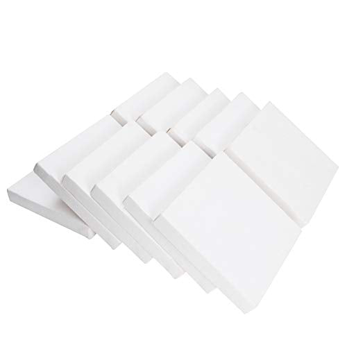 CBtone 24 Pack Small Stretched Canvas for Painting, 6x6 Canvas 1 Inch Profile Cotton White Professional Blank Canvas, Square Framed Canvas for Oil Acrylic & Pouring Art