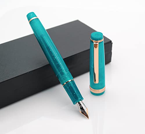JINHAO 82 Fountain Pen with Gold Clip (F Nib 0.5mm, Fluorescent Peacock Blue) - color: Fluorescent Peacock Blue