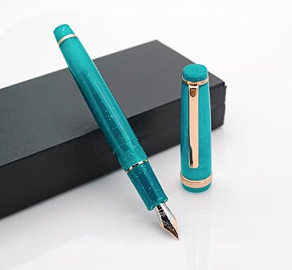 JINHAO 82 Fountain Pen with Gold Clip (F Nib 0.5mm, Fluorescent Peacock Blue) - color: Fluorescent Peacock Blue