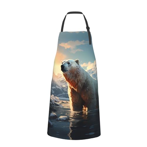 Prancing Brown Horse Heavy Duty Waterproof Apron with Pockets for AdultsResistant Grilling, Gardening, Painting - color: Polar Bear in Winter
