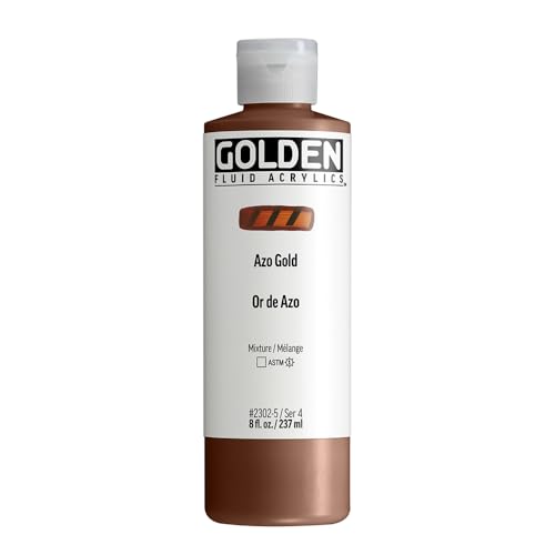 GOLDEN Fluid Acrylics, Azo Gold, 8 fl. oz. Bottle, Professional Acrylic Paint, Transparent