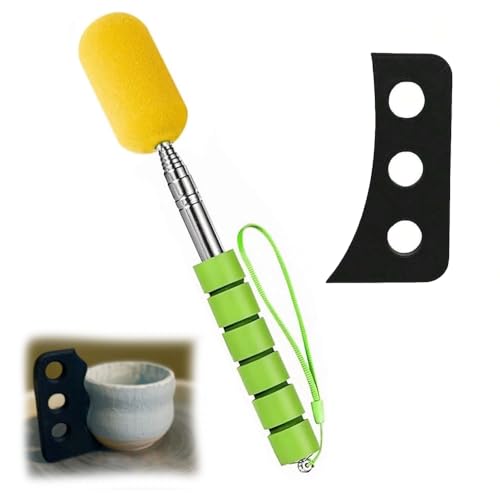 Pottery Tools Pottery Foot Shaper and a Scalable Sponge Stick, Trimming Tools Profile Rib Foot Shaper for Ceramics - color: Green