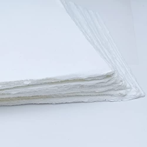 Sketchbook - Sketch Pad - Watercolor Paper - Mixed Media Sketchbook - 20 Sheets of Off-White Deckle Edge Cotton Handmade Paper of 130 GSM by Paper Craft (PC-HPDW101-6x8-20)