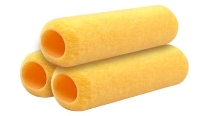 Great Andrew 3 PCS Paint Roller Covers 9 Inch, 3/8" Nap Paint Roller Kit Dense Fibers for Painting Textured Semi Smooth Surfaces Walls, Ceilings, for 9" Paint Roller Frame - size: 3pcs, 9", Yellow