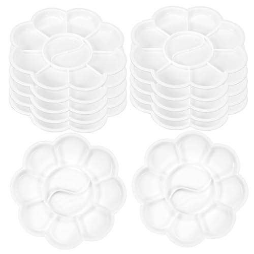 PATIKIL 12Pcs Paint Tray Palette, 3.1"/8cm Plastic Painting Palette Flower Shape for Watercolor Gouache Drawing Art Craft DIY Project, White - color: White, size: 3.1"/8cm