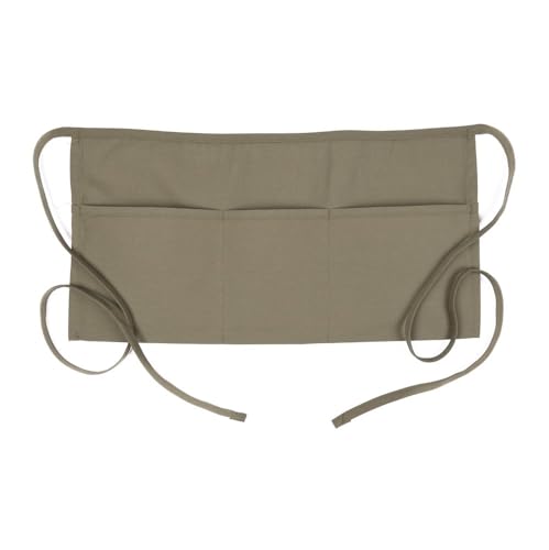 FAME 3 Pocket Waist Apron F9-34" L X 23" W - 65/35 Poly/Cotton Twill - Waitress/Waiter Apron - One Size Fits Most - Unisex - color: Brown