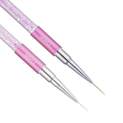 2Pcs Super Fine Nail Art Liner Brush Set, Size 11mm & 15mm Nail Striper Brushes with Purple Crystal Handle, Professional Fine Detail Nail Brushes for Gel Polish French Manicure Intricate Designs - color: 2PCS Liner Brush