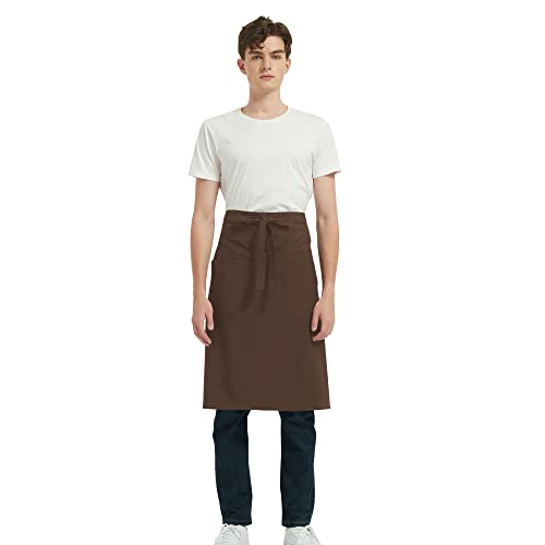 PINDUNCHEF Unisex Two Pocket Bbq Bistro Waiter CookingApron Waterproof Stain Resistant Waist apron - color: Brown