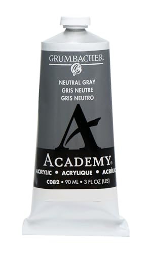 Grumbacher 90-ml Metal Tube Academy Acrylic Paint, Gloss, Neutral Gray - color: Neutral Gray, size: 3 Fl Oz (Pack of 1)