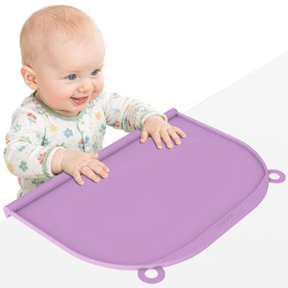 Large Silicone Suction Table Mat, 17" x 12" Thick Placemat with Edge-Bumper, Raised Edge Leakproof, Non-Slip for Kids Toddler Baby Essentials Dinning, Restaurant Eating, Plates, Art, Craft & Painting - color: Purple