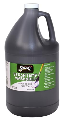 Sax Washable Versatemp Heavy Bodied Tempera Paint, Black, 1 Gallon