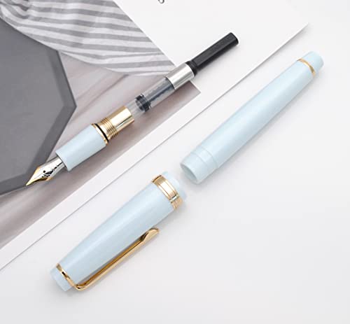 JINHAO 82 Fountain Pen with Gold Clip (F Nib 0.5mm, Light Blue) - color: Light Blue