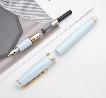 JINHAO 82 Fountain Pen with Gold Clip (F Nib 0.5mm, Light Blue) - color: Light Blue