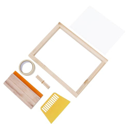 WOFASHPURET 19pcs Screen Printing Kit DIY Printing Tools Inkjet Transparency Film Mask Tape Reusable Wood and Plastic Squeegees Paint Projects Random Color