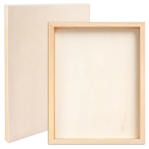FSWCCK 2 Pack 12 x 16 inch Wood Panel Boards, Unfinished Wood Canvas Panels for Crafts, Painting Canvas, DIY Art Projects, Pouring, Arts Use with Oils, Acrylics - size: 12"X 16" 2 Pack