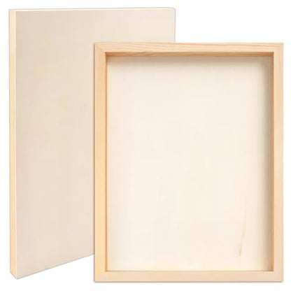 FSWCCK 2 Pack 12 x 16 inch Wood Panel Boards, Unfinished Wood Canvas Panels for Crafts, Painting Canvas, DIY Art Projects, Pouring, Arts Use with Oils, Acrylics - size: 12"X 16" 2 Pack