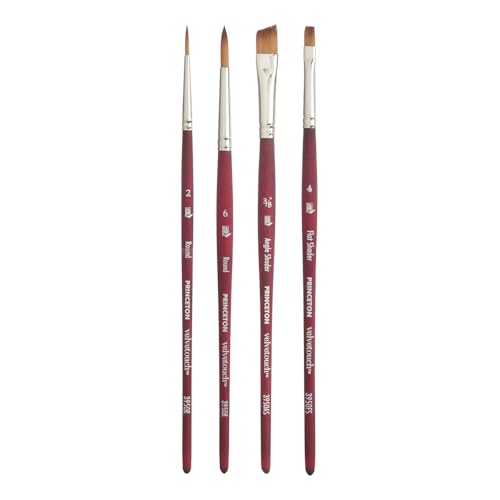 Princeton Velvetouch Pro Mixed Media Paint Brush Set 4-Piece | Series 3950 Synthetic Brushes for Acrylic, Watercolor, Gouache & Oil | Smooth Control, Durable Vegan Bristles, Artist & Student Quality