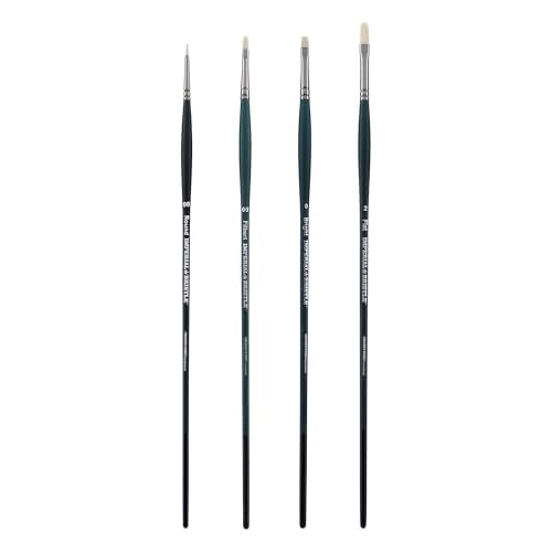 Creative Mark Imperial Professional Chungking Hog Bristle Brushes - Softest and Fullest Bristle Brush for Oil, Acrylic, Painting, & More! - [Assorted Styles - Set of 4] - size: Assorted Size