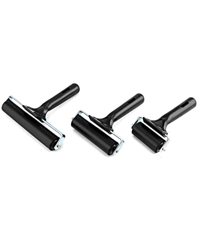 QWORK Soft Rubber Brayer Rollers for Printmaking, Painting, 3-Pack of Art Tools 2-3/8", 4", 6" - size: 2-3/8"+ 4"+ 6"