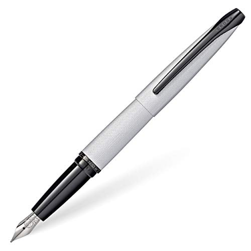 Cross ATX Brushed Chrome Fine Nib Fountain Pen - Refillable Pen for Smooth Writing - Black Ink - Comfortable Grip - Long-Lasting - Professional Office Supplies - Gift Box Included - color: Sandblasted Chrome, style: Fine Nib