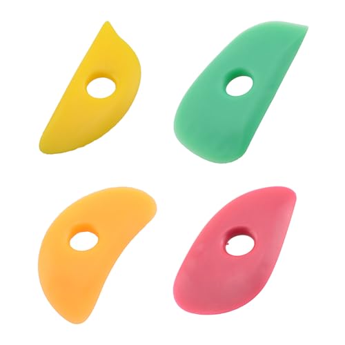 TAODAN 4PCS Pottery Tool Set 3.94x2.05inch Oval Silicone Sheets Clay Sculpture Repair Painting Utensil for DIY Smooth Shape Engraving