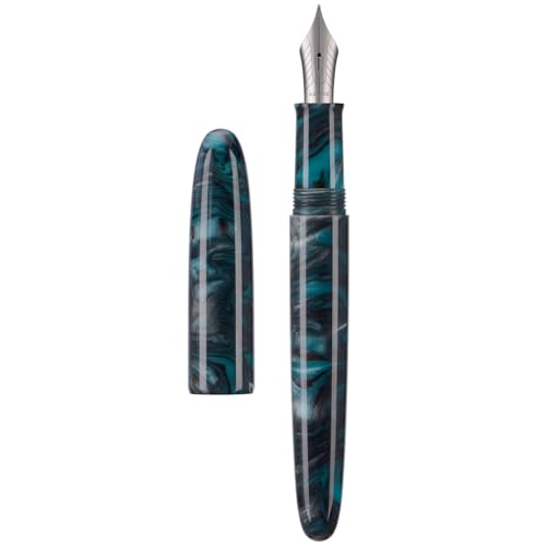Asvine C80 Fountain Pen #8 Extra Fine Nib Large Handcraft Pen with Converter Pen Box Collection Set (Green Ripple) - color: Green Ripple, style: Extra Fine