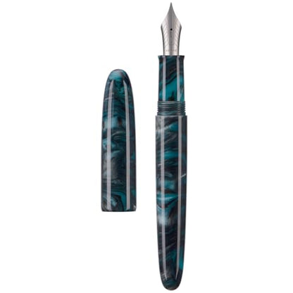 Asvine C80 Fountain Pen #8 Fine Nib Large Handcraft Pen with Converter Pen Case Collection Set (Green Ripple) - color: Green Ripple, style: Fine