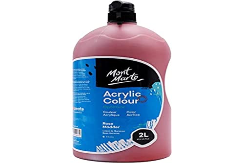 Mont Marte Discovery School Acrylic, Rose Madder, 1/2 Gallon (2 Liter). Ideal for Students and Artists. Excellent Coverage and Fast Drying. Pump Lid Included. - color: Rose Madder