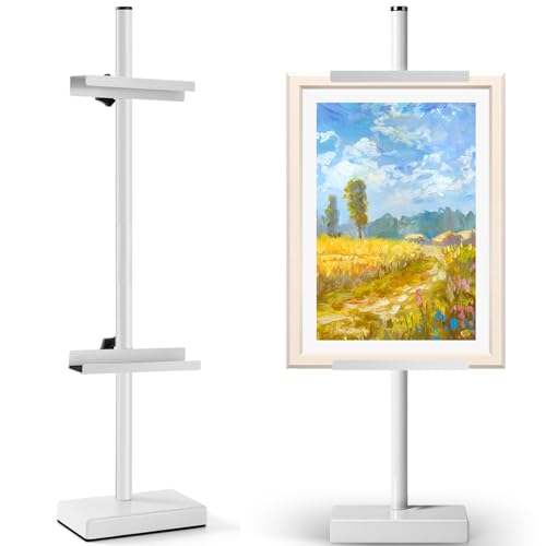Rofio Adjustable Tabletop Easel Stand, Picture Easels for Display up to 28.5 Inches, Heavy Duty Metal Picture Frame Holder for Artwork, Signs & Certificates Display Stand(White) - color: White