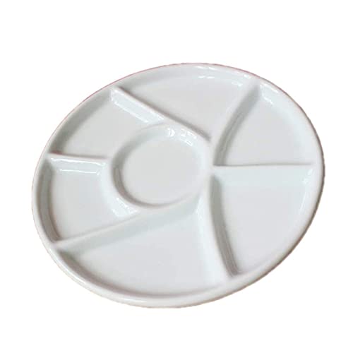 6 Wells Ceramic Artist Paint Tray Porcelain Watercolor Palette Ceramic Mixing Tray for Watercolor Gouache Painting 8 Inch - color: 6 Wells