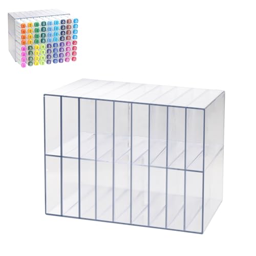 Marker Organizer for Desk, Horizontal Art Pen Holder Storage Rack hold 72 Makers, Drawing Art Organizers and Storage for Home, Craft Room, Office (Clear) - color: Clear