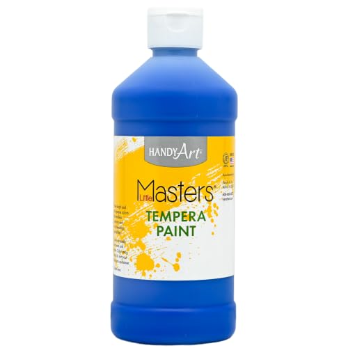 Handy Art Little Masters Tempera Paint, Blue, 16 oz Bottle, Bright & Mixable, High Opacity, Washable Colors for Classroom, Students, Kids, Young Artists, Safe & Non-Toxic, Made in USA - color: Blue, size: 16 Fl Oz (Pack of 1)