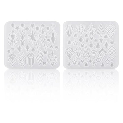 2Pcs Pendants Silicone Molds Resin Casting Molds Assorted Shape Geometry DIY Jewelry Making Charms Pendants Handmade Crafts Making Tool Valentine Anniversary Holiday Jewelry Gift Supplies