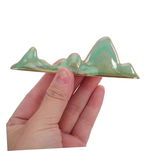 KALLORY Ceramic Calligraphy Brush Rest Holder Mountain Shape Paint Brush Organizer for Chinese Painting Artists Desktop Art Storage and Calligraphy Practice Tools