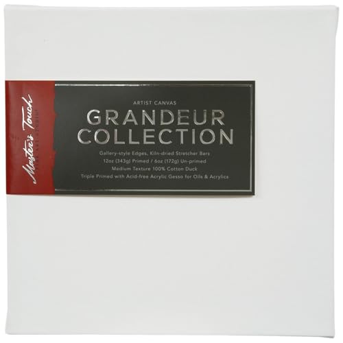 Hobby Lobby Master's Touch Grandeur Blank Canvas, Heavy-Duty Cotton Duck, Gallery-Wrapped, White (10"x10") - style: 10"x10"