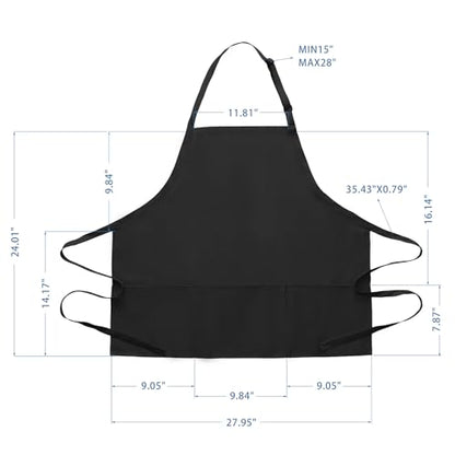BOHARERS Kitchen Cooking Apron Unisex Adjustable chef apron with 3 pockets,2 Pack Black - color: A-02 Pack Black