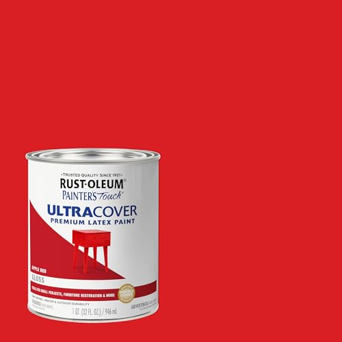 Rust-Oleum 1966502 Painter's Touch Brush Acrylic Latex Paint, 1 Quarts (Pack of 1), Gloss Apple Red, (Pack of 1) - color: Gloss Apple Red, size: 1 Quarts (Pack of 1)