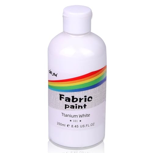 Colorful Permanent Fabric Paint for Furniture, 8.45 oz (250 ml) Fabric Paint for Clothes, Soft Rich Pigment Non-Toxic Textile Paint for Fabric DIY Crafts T-shirts Shoes Jeans DIY for Adult - color: Ttanium White, size: 8.3 Fl Oz (Pack of 1)
