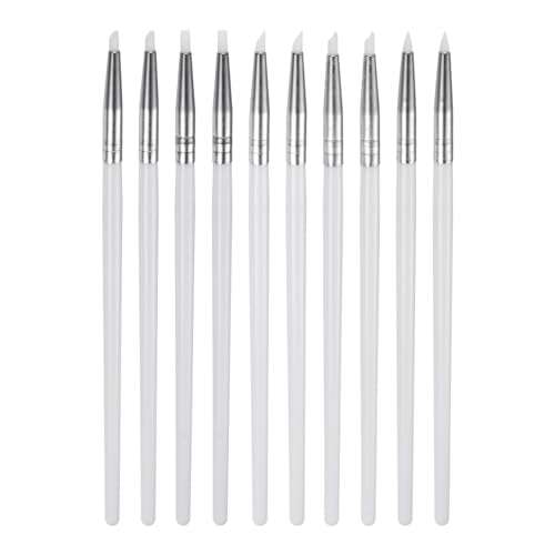 Generic 10pcs Clay Sculpting Tool Set, Clay Sculpting Shaper Rubber Tip Shaping Pen Silicone Brushes Shaping Carving Modeling Tool for Ceramic Sculpture Polymer Clay, White