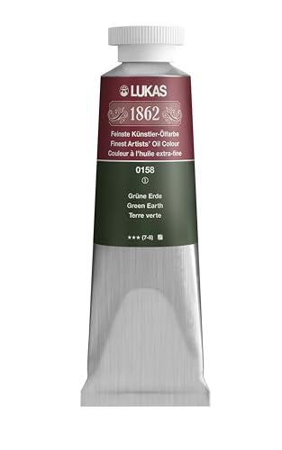 Lukas 1862 Professional German Oil Paint, Green Earth 37 mL - w/Beeswax & Non-Yellowing Sunflower Oil, Short Drying Time, Smooth, Outstanding Lightfastness - color: Green Earth, size: 1.25 Fl Oz (Pack of 1)
