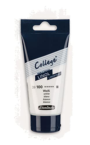 Schmincke - College Linol, Artists' lino Printing Inks, White in 75 ml Tube, 39100013, Low-Odour, Water-Based lino Printing Ink, lightfast, Even Print - color: White, size: 2.54 Fl Oz (Pack of 1)