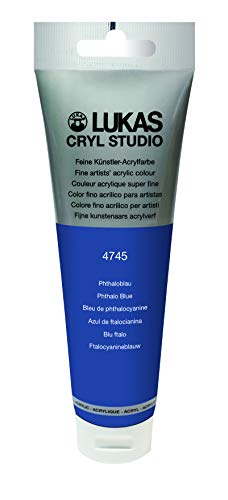 Lukas CRYL Studio Artist Acrylic Paint, Phthalo Blue, 125 ml Tube - High Pigment Acrylic Paints for Canvas Painting, Large Scale Works - Medium-Viscosity, Water-Mixable, Fast Drying - color: Phthalo Blue, size: 4.23 Fl Oz (Pack of 1)