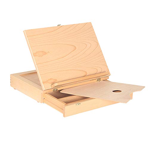 Desktop Drawing Box with Drawing Board Wooden Easel with Storage Drawer Adjustable Angle Easel Portable Sketching Easel