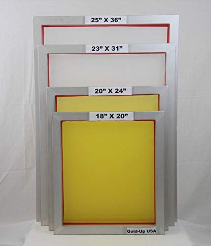 23 x 31 Inch Pre-Stretched Aluminum Silk Screen Printing Frames with 25 White Mesh (6 Pack Screens)