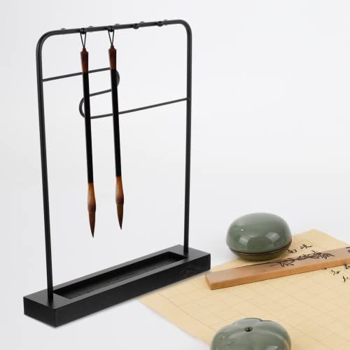 COHEALI Iron Brush Pen Holder 14.56X10.62X2.00In Wrought Calligraphy Brush Rack Home Desk Display Organizer for Writing and Art Supplies