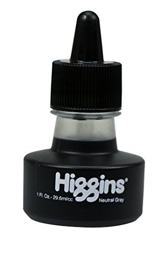 Higgins Dye-Based Drawing Ink, Neutral Gray, 1 Ounce Bottle (44112) - color: Neutral Gray