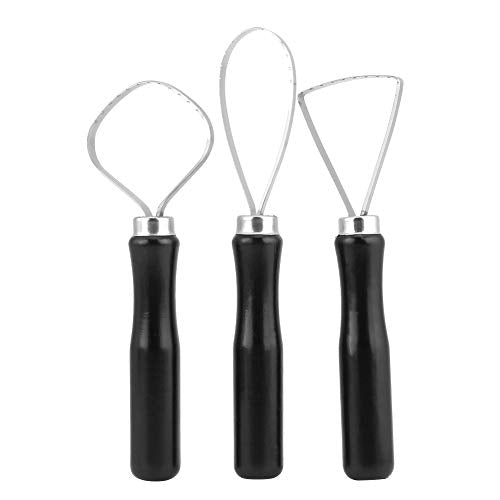 Premium Clay Sculpting Tools Set with Steel Flat Wire Handle for Precision Crafting - 3 Piece Wood Pottery Clay Sculpture Big Loop Tool Kit Ideal for DIY Clay and Pottery