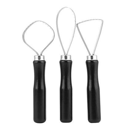 Pottery Ceramics Tools 3 Pcs/set Wood Pottery Clay Sculpture Big Loop Tool with Stainless Steel Flat Wire