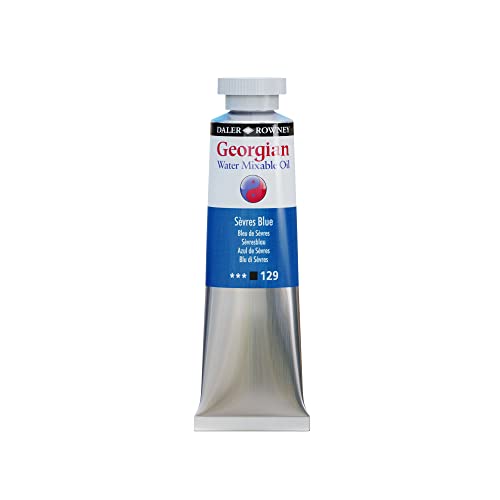 Daler Rowney Georgian Water Mixable Oil Paint Sevres Blue 37ml Tube - Art Paints for Canvas Paper and More - Oil Painting Supplies for Artists and Students - Artist Oil Paint for Any Skill Set