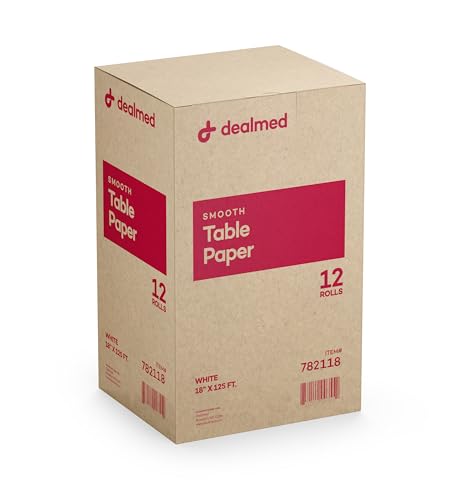 Dealmed Medical Exam Table Paper Roll | Disposable Covers for Doctors, Physicians, Diaper Changing, Waxing, Chiropractor, Tracing, Drawing, Coloring | Smooth, White, 18" x 125', 12 Rolls/Case - color: Smooth White, size: 18" x 125'